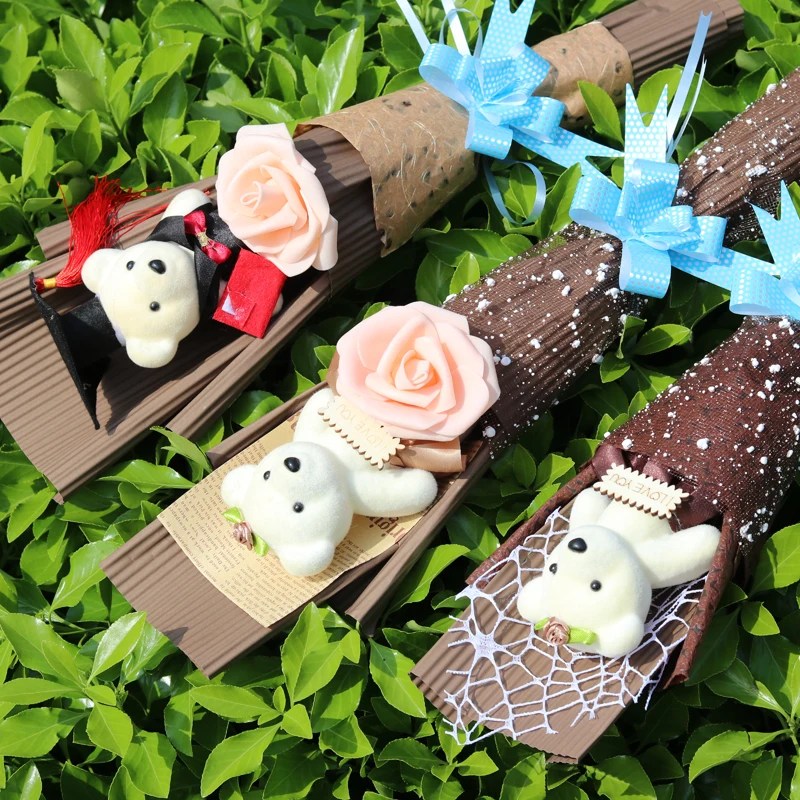 

Plush Stuffed Bear Toy Graduation Flower Bouquet Valentine's Day Gift Christmas Gift for Classmate Girlfriend A Loved One