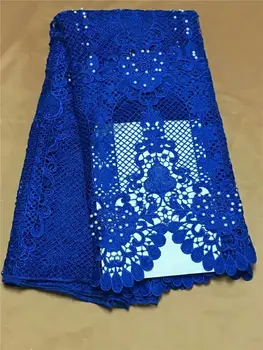 

Fashion Laser Cutting royal blue Fabric African Embroidery Lace Fabric For Party 2017 Origin Swiss GUIpure Cord Lace Material