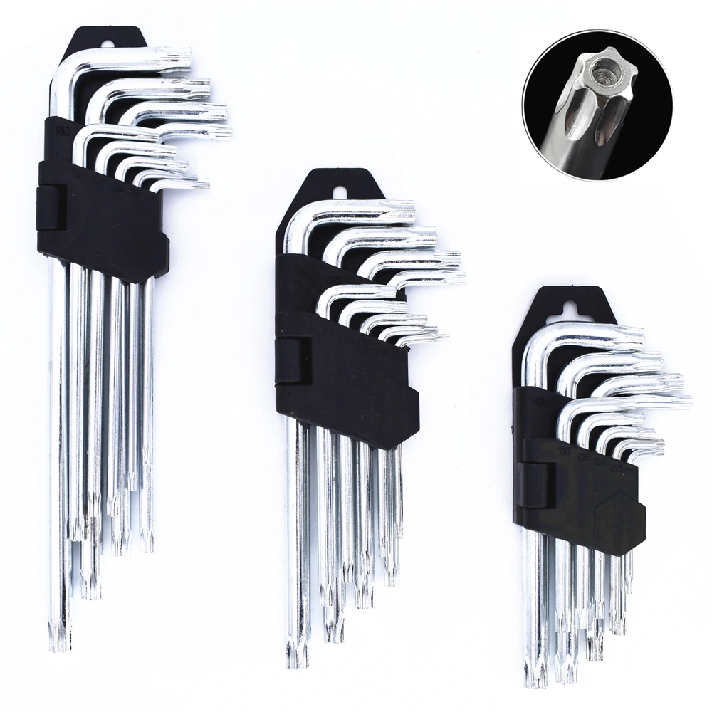 9PCS Hex Key Set Hexagon Wrench Kit with Holes Star Head T10 T50 Carbon Steel Allen Socket