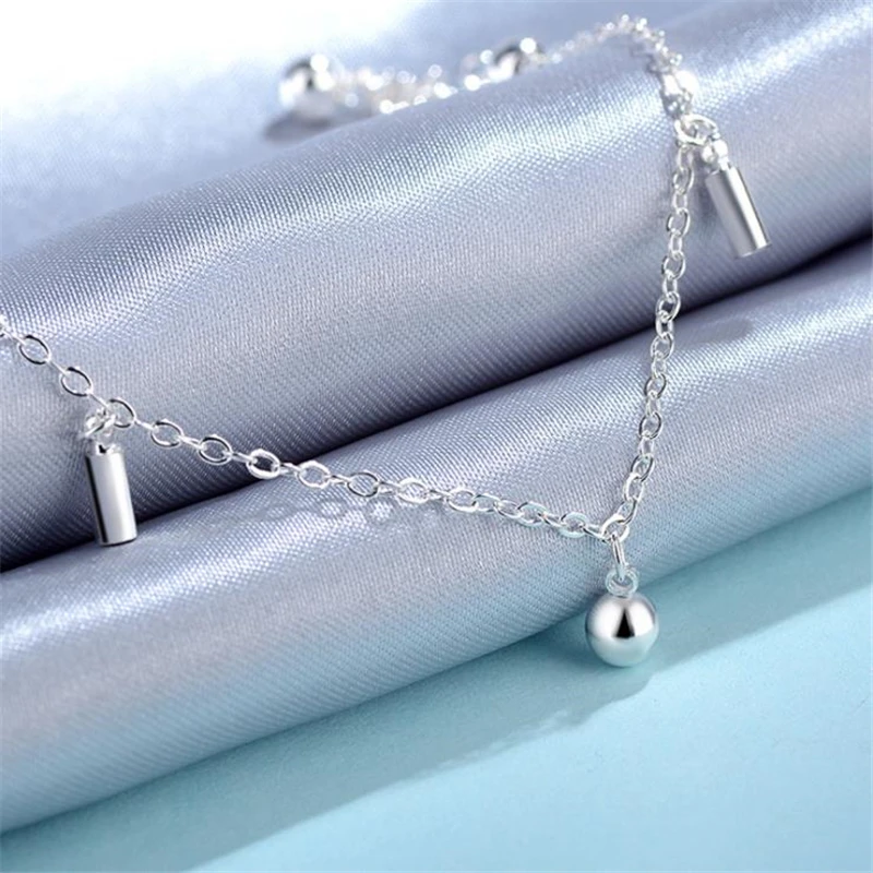 KOFSAC Summer New Glossy Round Beads Bells Ankle Chain Bracelet 925 Sterling Silver Anklets For Women Jewelry Girl Best Gifts KOFSAC Summer New Glossy Round Beads Bells Ankle Chain Bracelet 925 Sterling Silver Anklets For Women Jewelry Girl Best Gifts