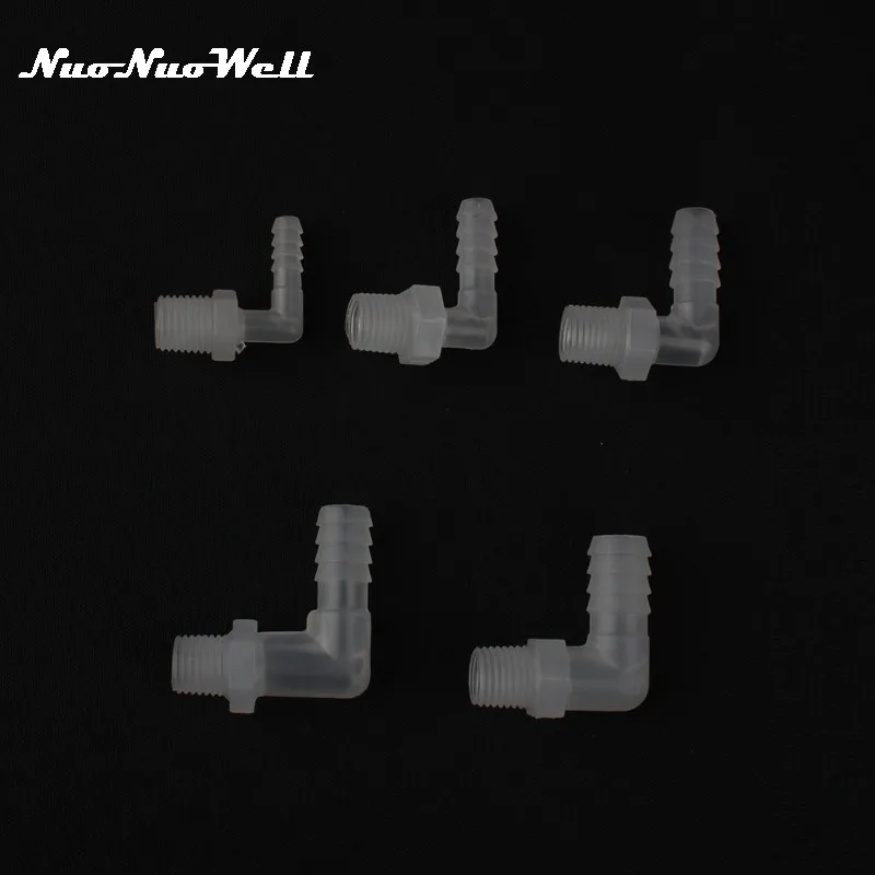 

8pcs NuoNuoWell Plastic 1/4" Thread to 5mm~11mm Hose 90 Degree Elbow Connector Aquarium Air pump Fittings Irrigation Adapter