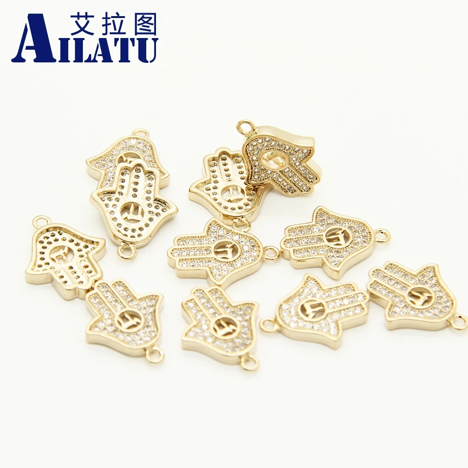 

Ailatu Hand Charm Accessories with Clear Cubic Zirconia Decorated for DIY Religious Jewelry
