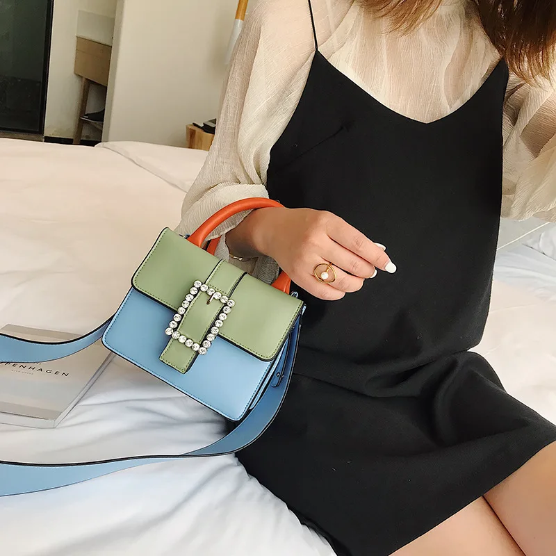 

Hit Color Top Handle Women Handbags Wide Shoulder Strap Shoulder Bags Crossbody Bags for Women Ladies Dinner Clutch Purse