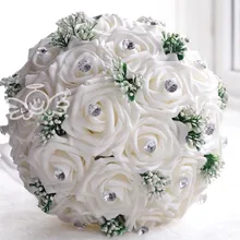 AYiCuthia великолепные свадебные цветы ручной работы белые свадебные букеты искусственная Роза Букет S52