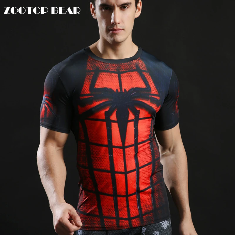 Spiderman Tshirt Fitness Printed 3D Costume Men T shirts Superhero ...