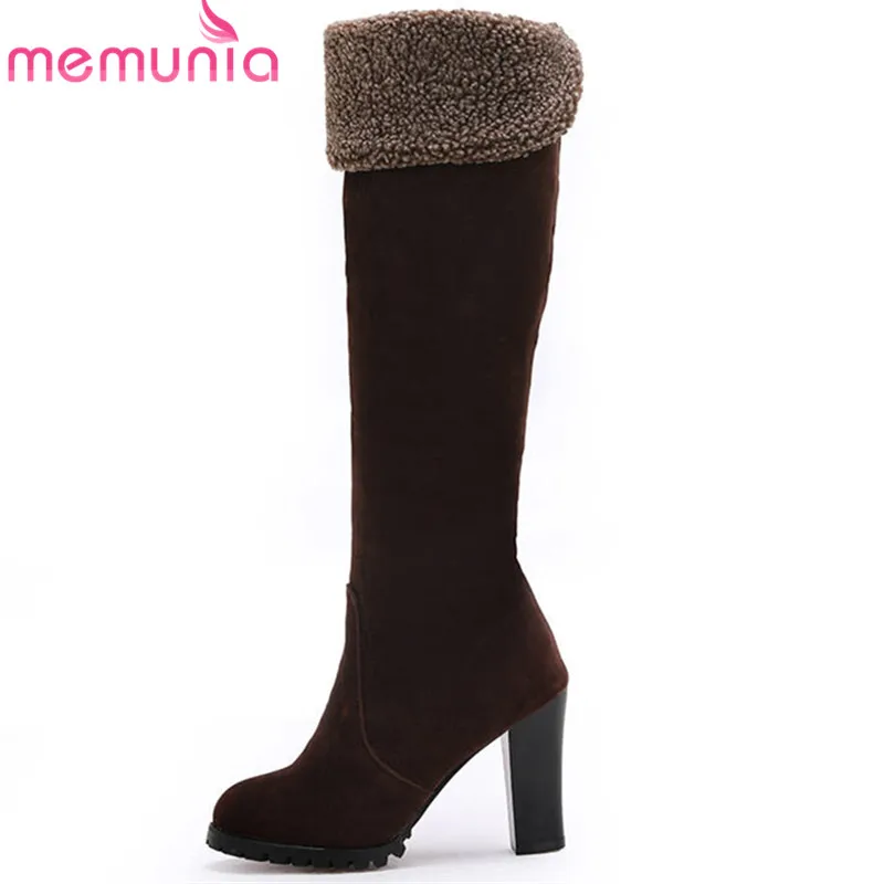 

MEMUNIA 2020 hot sale thigh high over the knee boots women round toe winter boots keep warm high heels shoes woman long boots