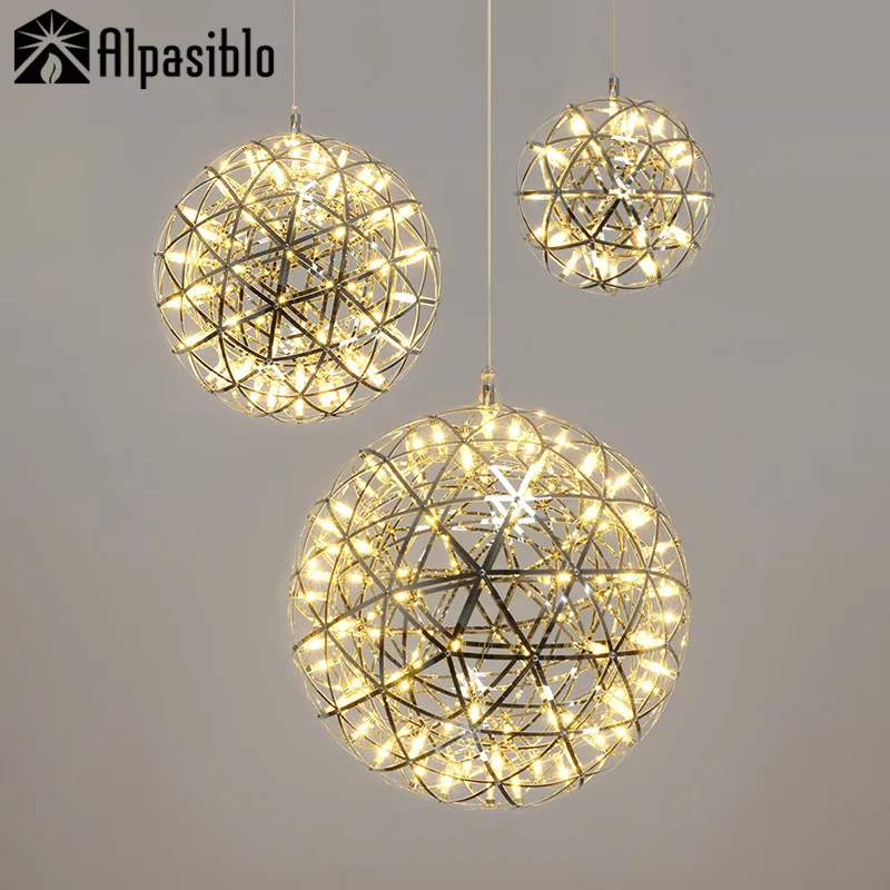 

Modern brief Loft spark ball LED Pendant Light fixture Firework Ball stainless steel pendant Lamps home deco lighting 110-240V