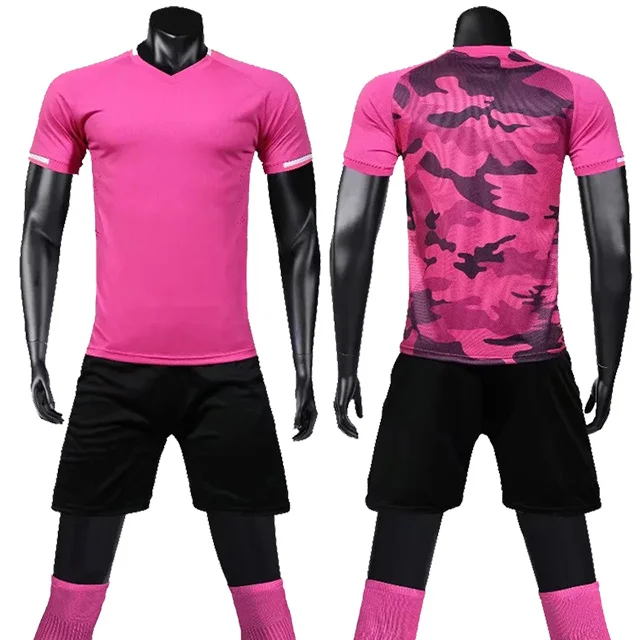Пользовательские футбольные Джерси наборы новые взрослые футбольные майки Набор полиэстер качество Футбольная форма Мужская спортивная одежда - Цвет: rose red