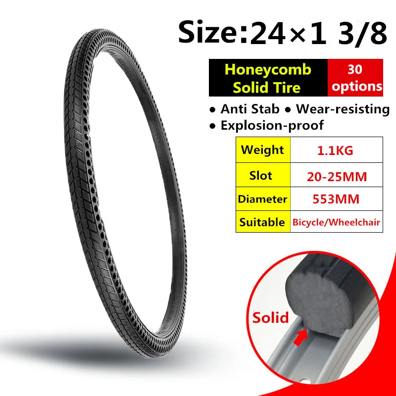 Details about   1 X PU Bicycle Cycling Solid Tire Tube 24*1 3/8 Road Bike Tubeless Vacuum Tyre 
