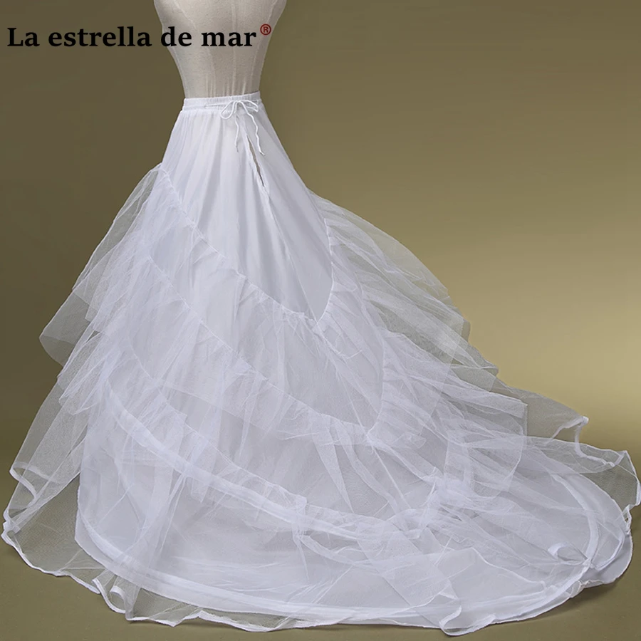 

Enaguas para el vestido de boda 2019 new tulle white 2 Hoops petticoats trailing long wholesale combinaciones y enaguas stock