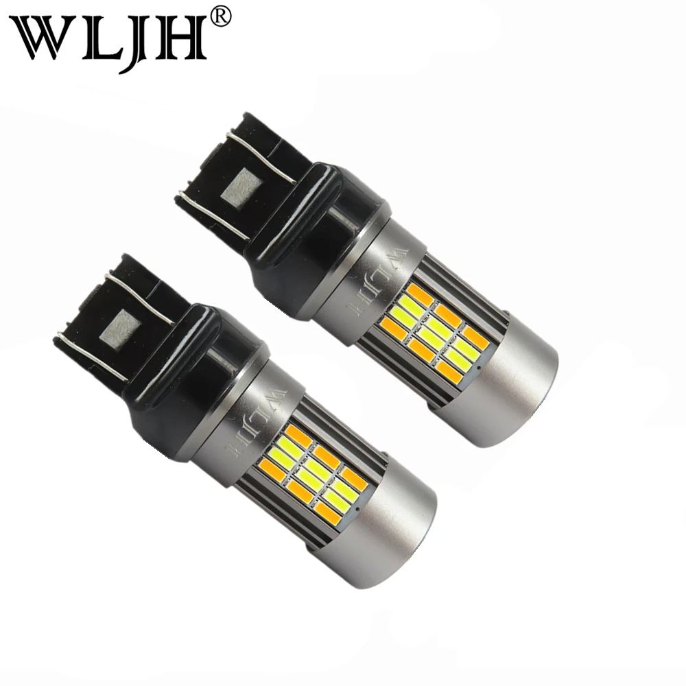 

WLJH 2x T20 7443 Car LED Auto Brake DRL Turn Signal Light Switchback Color White Yellow Light For Honda Mazda Chevrolet Suzuki