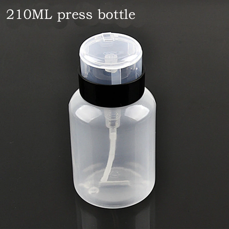 

1pcs/lot 210ML Nail Art Acrylic Gel Polish Cleaner Remover Liquid Alcohol Press Empty Clear Bottle Dispenser Pump Bottle