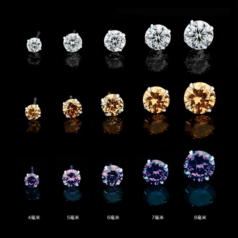 Trendy 100% Real Genuine 925 Sterling Silver Stud Earring Colorful - Main Image