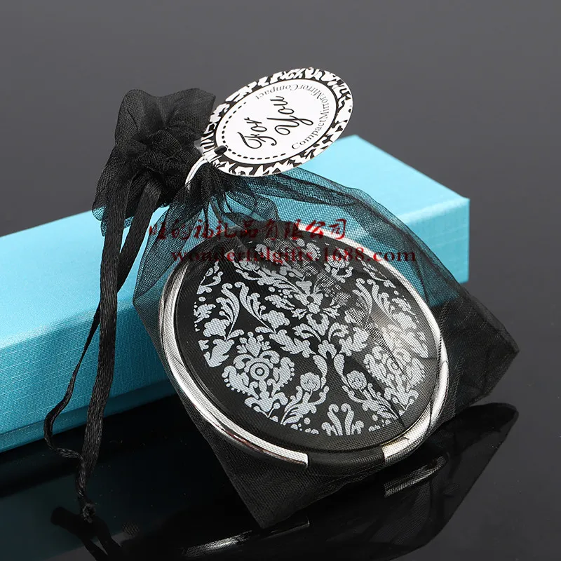 wedding favor gift and giveaways for woman--Damask Elegant Black & White Make up Mirror Compact Favors party souvenir for