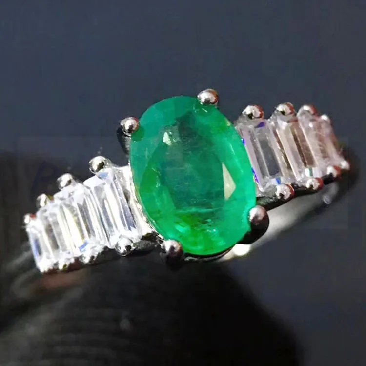 Emerald ring Natural real emerald 925 sterling silver 0.85ct gemstone