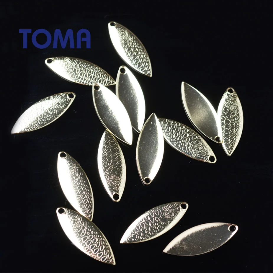 

TOMA 50PCS/Lot Metal Lure Spinner Bait Blade Willow Noise Sequins 1g 2.6g Silver Gold Spinner Fishing Lures Accessories