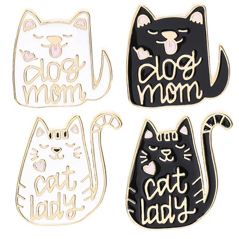 

Women Men Lovers Gifts Cartoon Dog Cat Enamel Pins Dog Mom Cat Lady Brooches Women Bag Clothes Lapel Pin Badge Brooch Jewelry