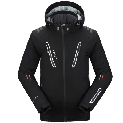 Гарантия подлинный! пелльо мужские лыжные костюмы куртка Для мужчин водонепроницаем, дышащий тепловой cottom-мягкий сноуборд outcoat - Цвет: Черный