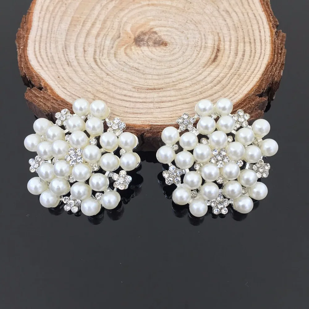 

6Pcs/lot Big Crystal Pearl Button Metal Hair Jewelry Findings Components DIY Making Decorative Flower Pendant&Accessories