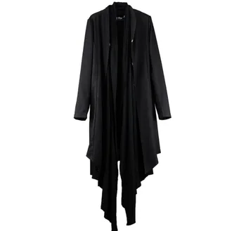 

Men long Paragraph dust coat men's original design the hairstylist flase two asymmetric coat nightclub singers stage costumes