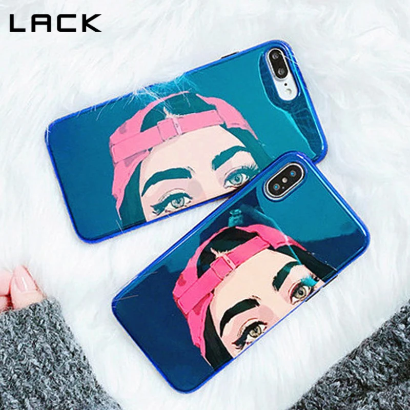 LACK Fashion Selfie Phone Cases For iphone 7 Case 6 6s 8 Plus X Soft Back Cover Blue Light Red Hat Pretty Girl Capa |