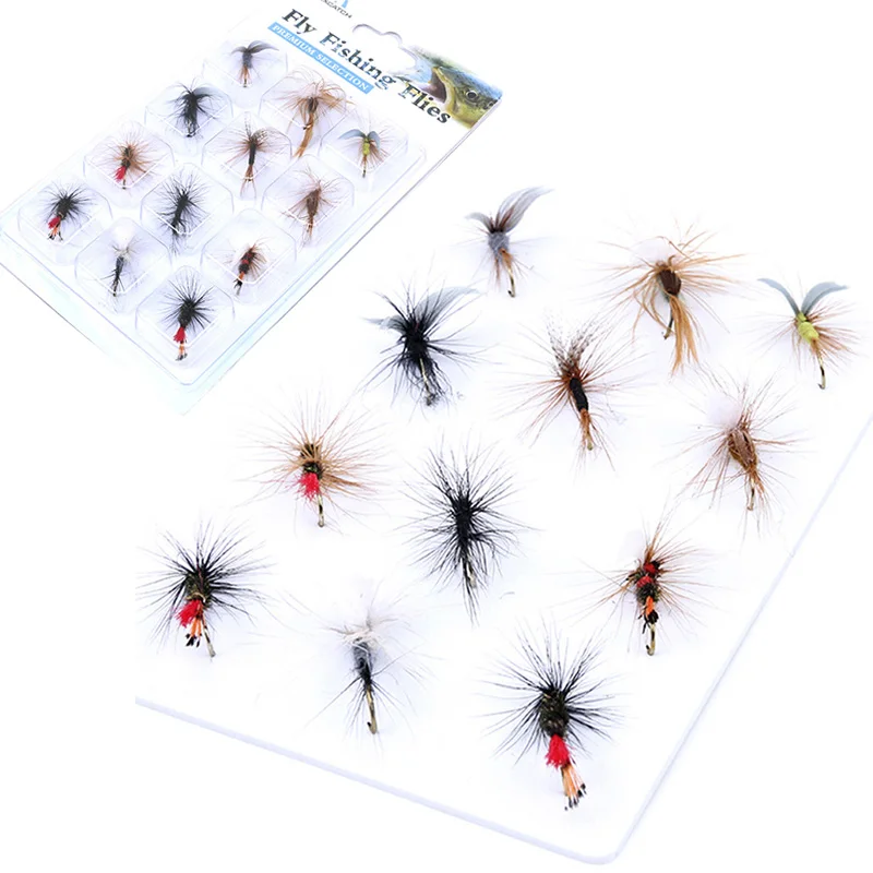 

12pcs/Lot Dry Flies Economic Fly Selection Fly Fishing Lures Fishing Tackle Box Tool Set Hot Selling