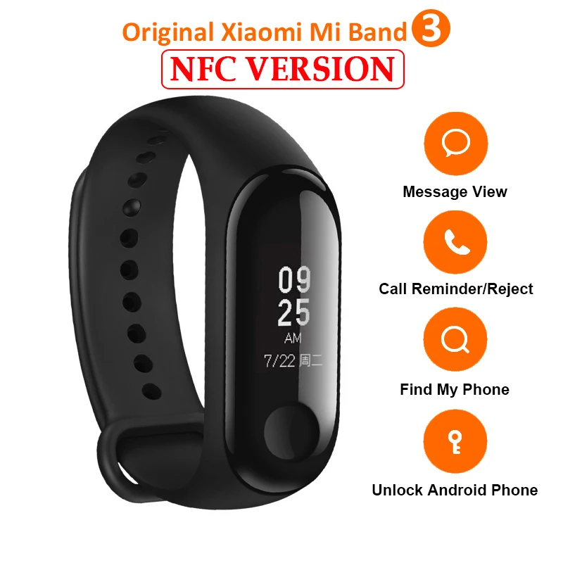 NFC версия оригинальный Xiaomi mi браслет 3 Смарт Браслет фитнес трекер Band 0 78 ''OLED