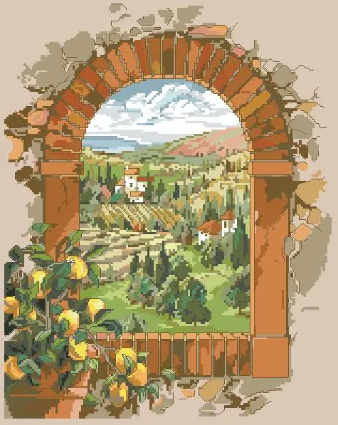

Gold Collection Counted Cross Stitch Kit Dreaming of Tuscany Wine Chateau Farm Farmland Village Country