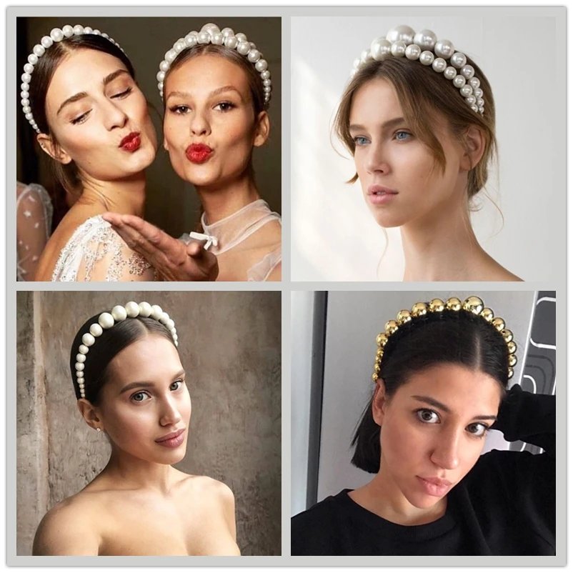 

2019 New Brand Design Simulated Pearls Headbands for Women Trendy Hair Jewelry Head Wear Variety Styles Wedding Hairbands