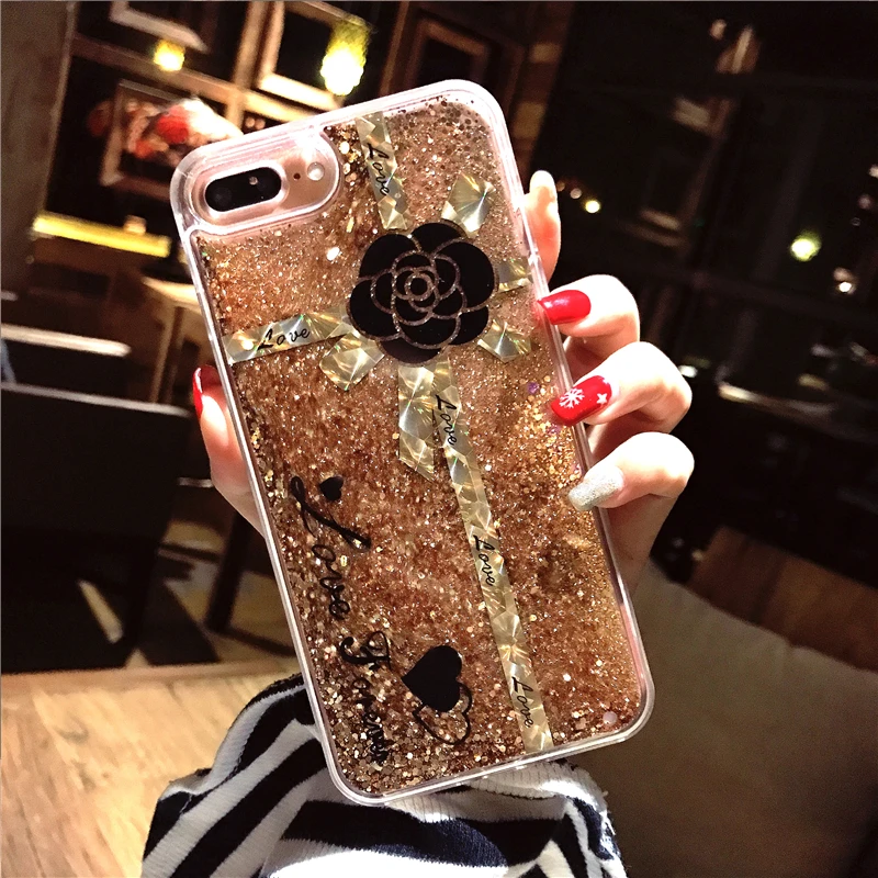 Aoweziic Liquid quicksand For iphoneX XS mobile phone shell transparent 8Plus 7plus full package silicone soft edge 6S tide card
