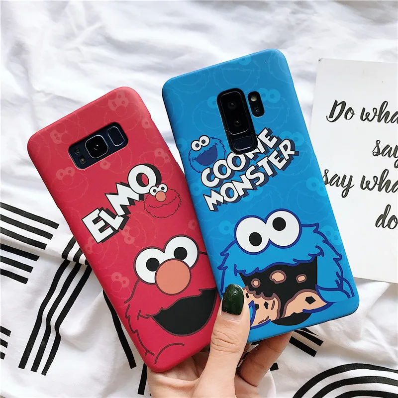 JAMULAR For Samsung Galaxy S9 S8 Plus Note 8 Cartoon Sesame Street Elmo Phone Cases Huawei P20 Pro P10 Hard Back Cover |