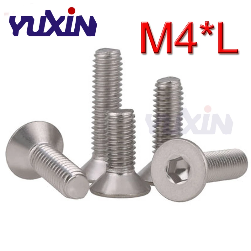 

100Pcs DIN7991 ISO10642 JISB1194 M4*L A2-70 Stainless Steel 304 Hexagonal Countersunk Screws Flat Head Hex Socket Screw Bolts