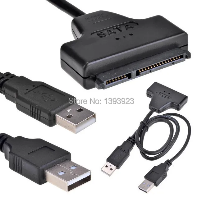 Кабель адаптер для жесткого диска с двумя USB 2 0 на 7 + 15 22Pin SATA ноутбук CD DVD Rom SATA22Pin 5
