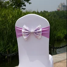 Шт./лот 100 блесток стул лук спандекс галстук-бабочка красный/зеленый/синий/фиолетовый chaircover пояса свадебный стул заднее украшение