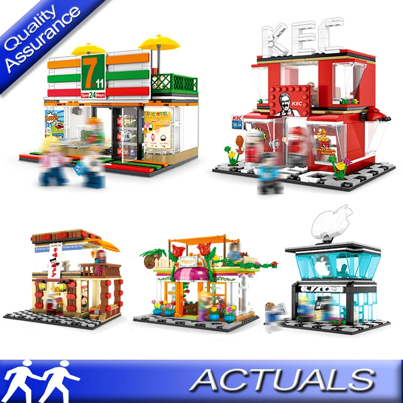 

8 Styles Sembo Street View Flower Coffee Phone Store Building Blocks Model Educational Toys Compatible with Lego Architecture