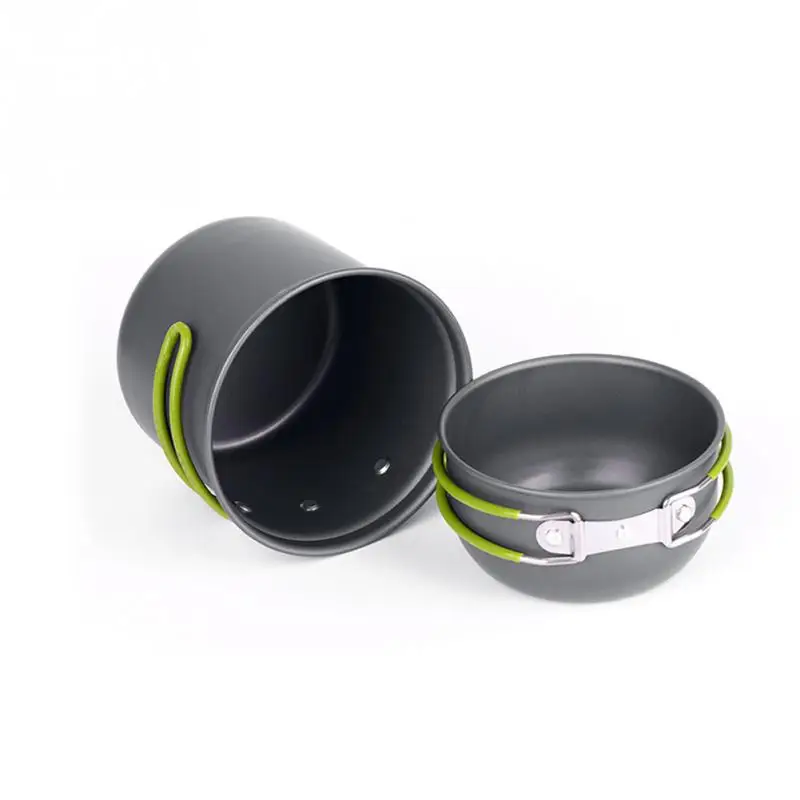 Plegable portátil Pan Cookware que acampa práctico de aluminio antiadherente Pan Bowl Set con almacenamiento neto de bolsillo al aire libre Plegable portátil Pan Cookware que acampa práctico de aluminio antiadherente Pan Bowl Set con almacenamiento neto de bolsillo al aire libre