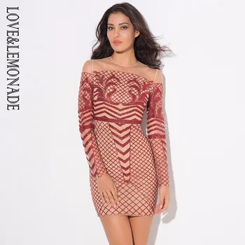 

Love&Lemonade . Red Geometric Beige Screen Dress LM0595