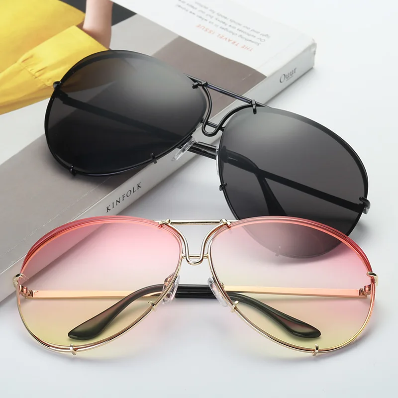 best sunglasses for women SOZO TU 2018 oversize sunglass women rimless Big Sunglasses Women Ladies Large Aviation Sunglasses Female Oversized Glasses rectangle sunglasses