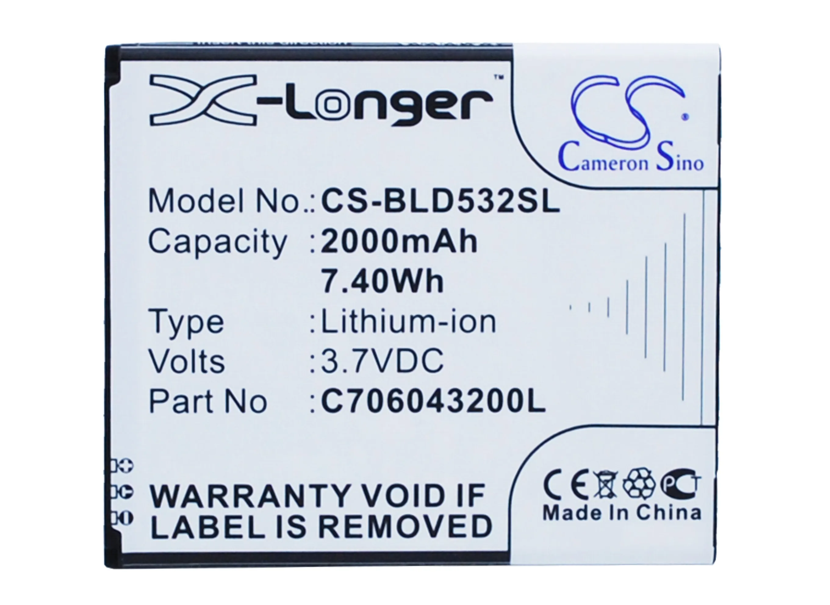 Cameron Sino 2000mAh аккумулятор C706043200L C706043200T для BLU D532 D532U D534 D670 D670U L120 L131L L131U|cameron sino|2000mah