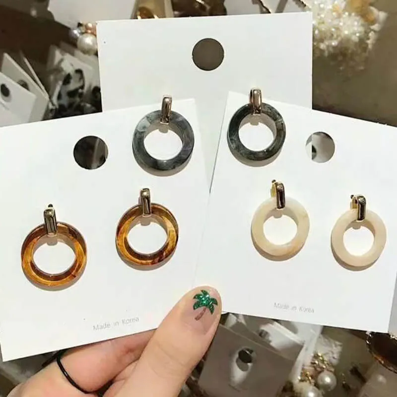 

2019 Vintage Round Circle Earring for Women Geometric Korean Earring For Women Metal pendientes mujer moda Girls Ear Jewelry
