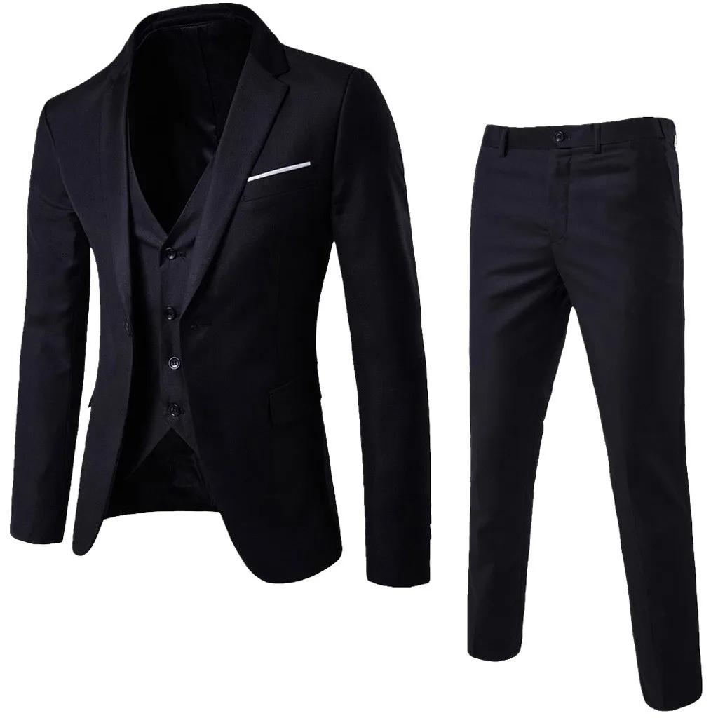

Hot Men Slim Fit Mens Suit Slim 3-Piece Suit Blazer Business Wedding Party Jacket Vest & Pants Jacket Outwear