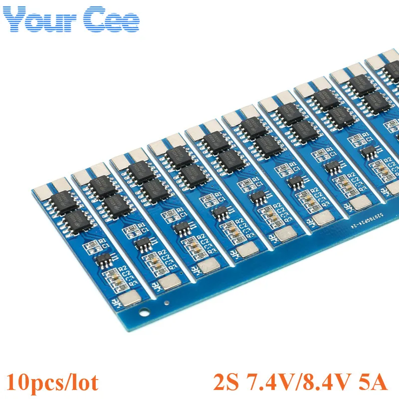 

10pcs 2S 7.4V 5A Li-ion 18650 Lithium Battery Charger Protection Board BMS PCM 8.4V for li-ion Lipo Battery Cell Pack