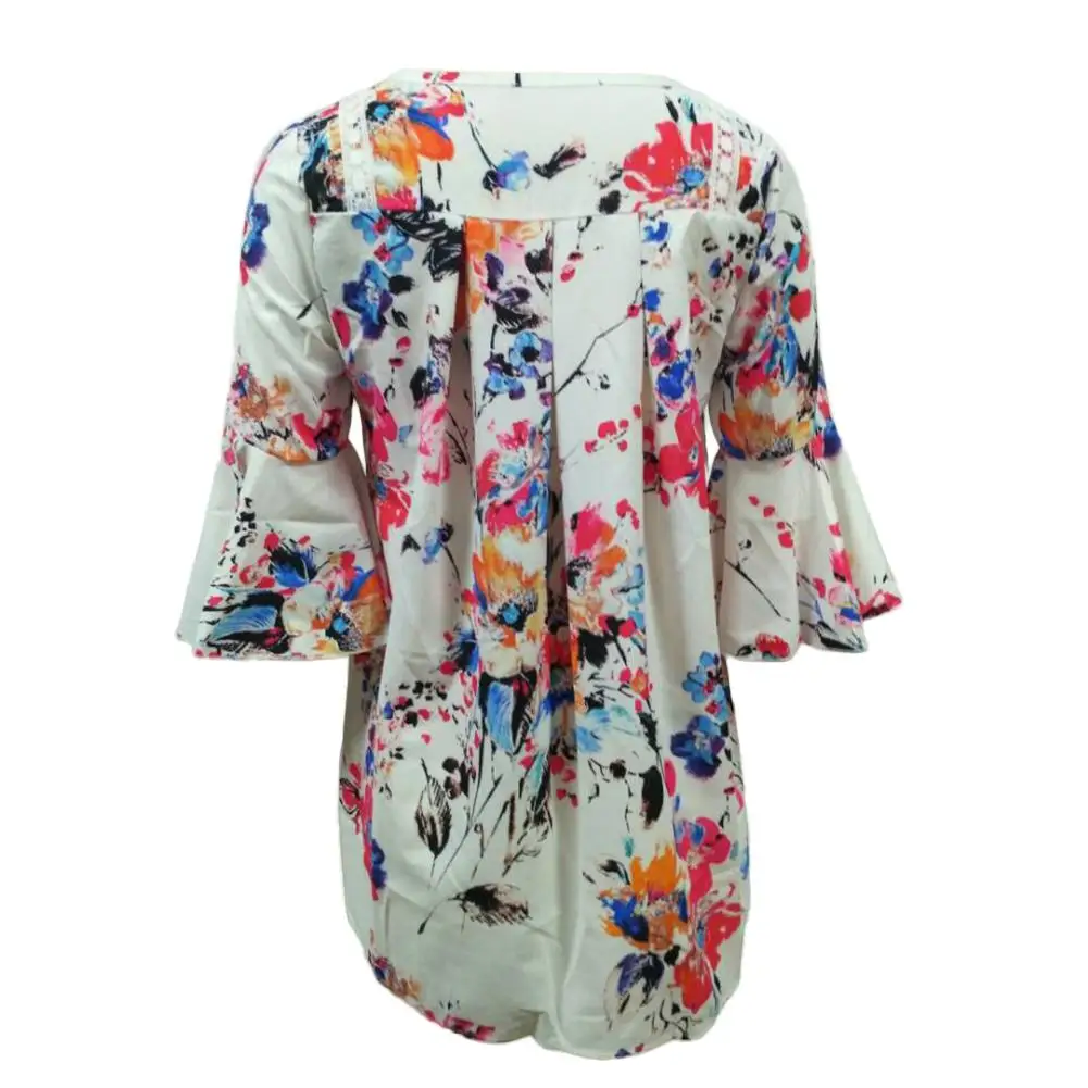 Mujeres Vintage Floral gasa imprimir v-cuello túnica Tops otoño 2018 nueva moda de las mujeres blusas Ropa Mujer Casual Camisa suelta Mujeres Vintage Floral gasa imprimir v-cuello túnica Tops otoño 2018 nueva moda de las mujeres blusas Ropa Mujer Casual Camisa suelta