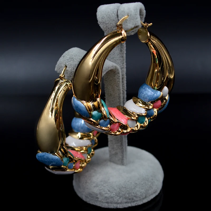 Sunny Jewelry, большие модные серьги-кольца для женщин, высокое качество, цветные глазури, сказочные цветы, вечерние, свадебные, повседневные