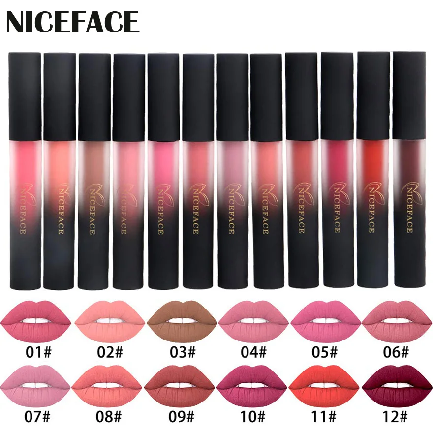 

Nude Matte Liquid Lipstick Set 12 Colors Lip Gloss Set Waterproof Long Lasting Non-Stick Cup LipGloss Lipstick Lip Kit
