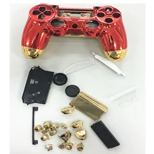 Полный корпус оболочка покрытие чехол кнопки для PS4 sony Playstation 4 v1 беспроводной контроллер-хром золото Красный Замена