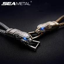 Car Keychain Metal Alloy Hanging For Keys Rings Chains Pendant Holder Fashion Men Women Belt Waist Leopard Head Auto Accessories