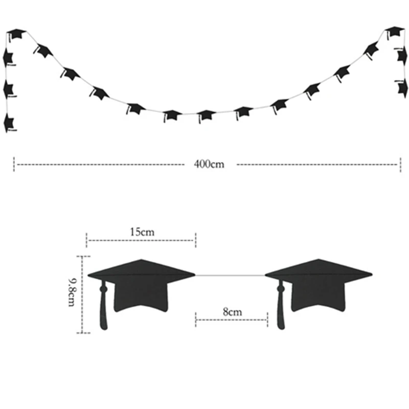 4 м черный золотой блеск Выпускной шляпу холостяка баннер украшения флаг для школы празднование выпускного