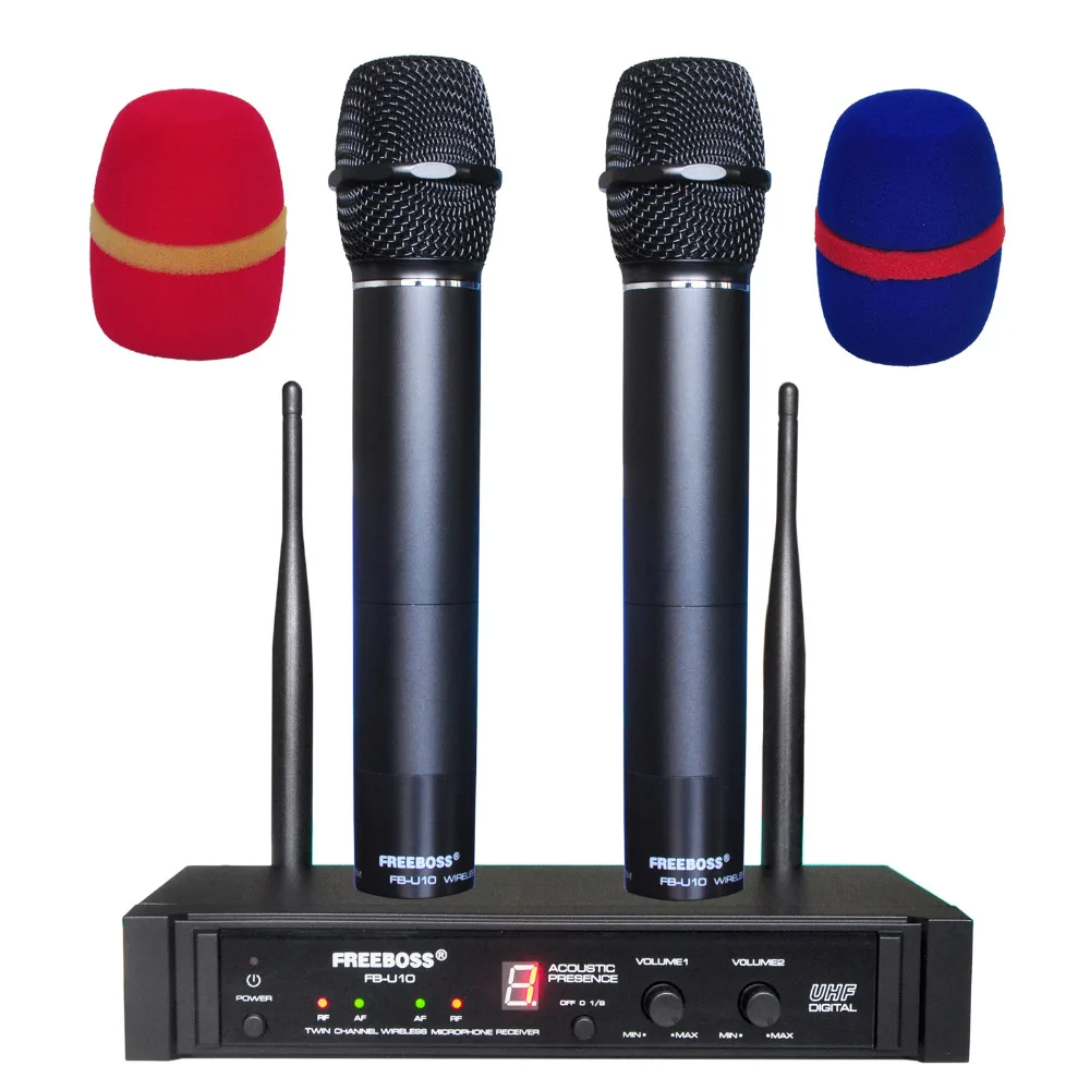 Microfone sem Fio Uhf com 2 Freeboss Fb u10 Dupla Way Digital Metal Handhelds