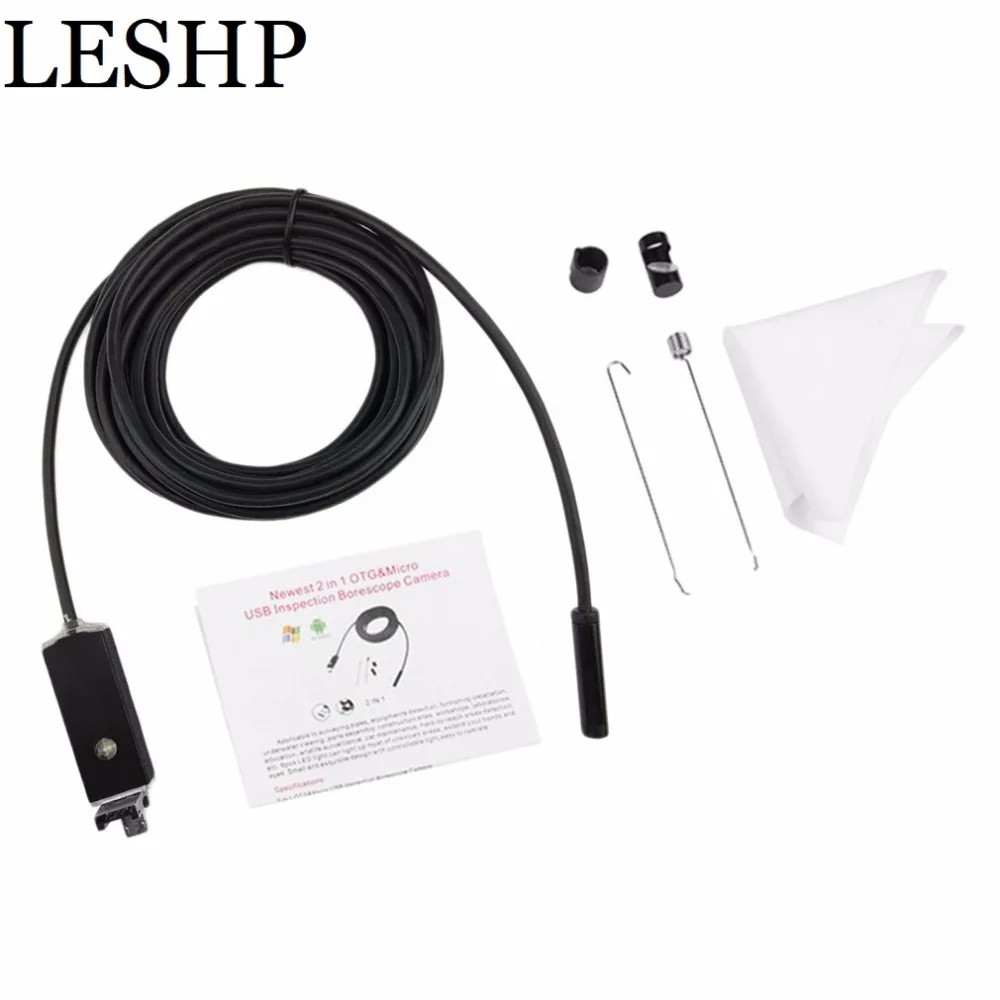 

2IN1 Taking Photo LED Lamp Adjustable 8mm 5m Lens USB Endoscope 720P IP67 Waterproof BLACK Hard Cable micro Borescope monitor